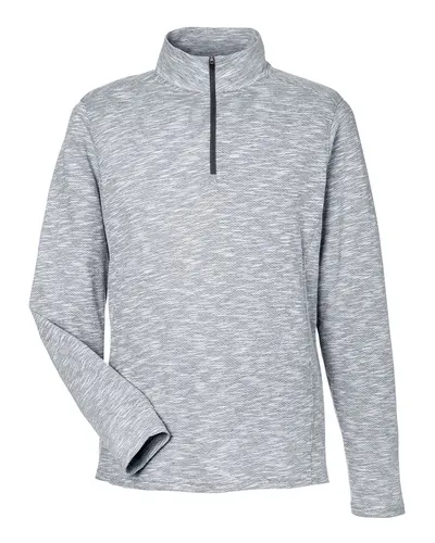 North End North End Men's Eclipse Jacquard Quarter-Zip Pullover in Black Heather, front view