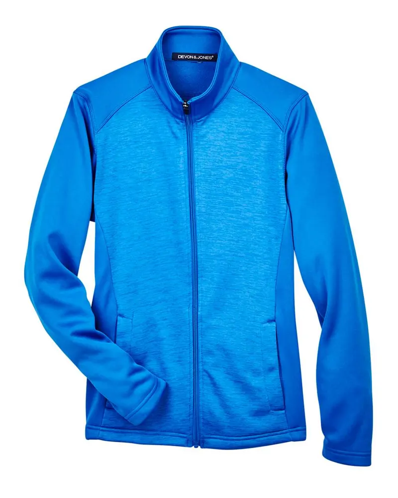 Devon & Jones Devon & Jones Women's Newbury Colorblock Mélange Fleece Full-Zip Jacket — French Blue/ French Blue Heather