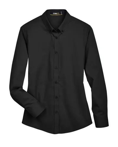 CORE365 CORE365 Women's Operate Twill Shirt in Black, front view
