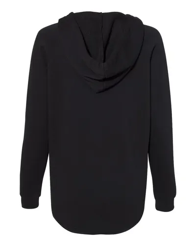 Independent Trading Co. Independent Trading Co. Women’s Lightweight California Wave Wash Hooded Sweatshirt in Black, back view