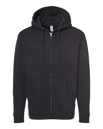 Independent Trading Co. Independent Trading Co. Unisex Heavyweight Full-Zip Hooded Sweatshirt in Black, front view