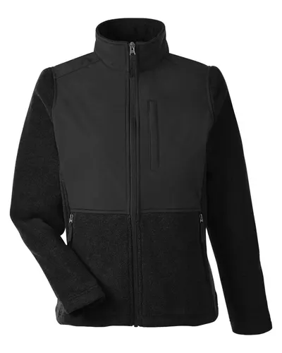 CORE365 CORE365 Women's Journey Summit Hybrid Full-Zip in Black/ Black, front view