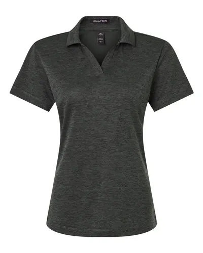 AllPro AllPro Women's Pro-Lock Performance Mélange Polo in Black Melange, front view