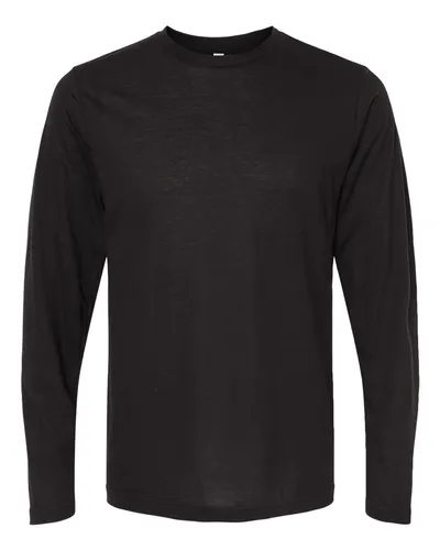 M&O M&O Poly-Blend Long Sleeve T-Shirt in Black, front view