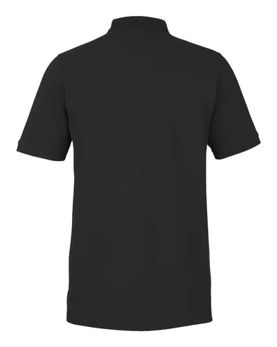 Harriton Harriton Men's Valiant Cotton Snag Protect Polo in Black, back view