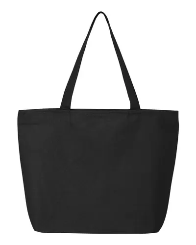 Q-Tees Q-Tees 25L Zippered Tote in Black, back view
