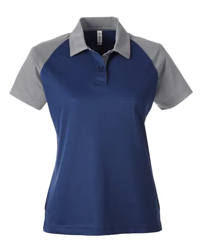 Team 365 Team 365 Women's Command Snag-Protection Colorblock Polo in Sport Dark Navy/ Sport Graphite, front view