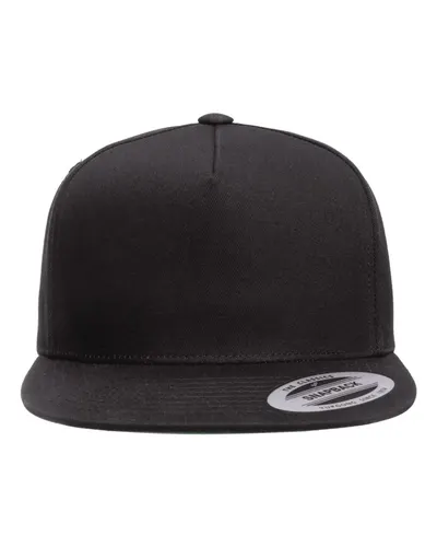 YP Classics YP Classics Five-Panel Cotton Twill Snapback Cap in Black, front view