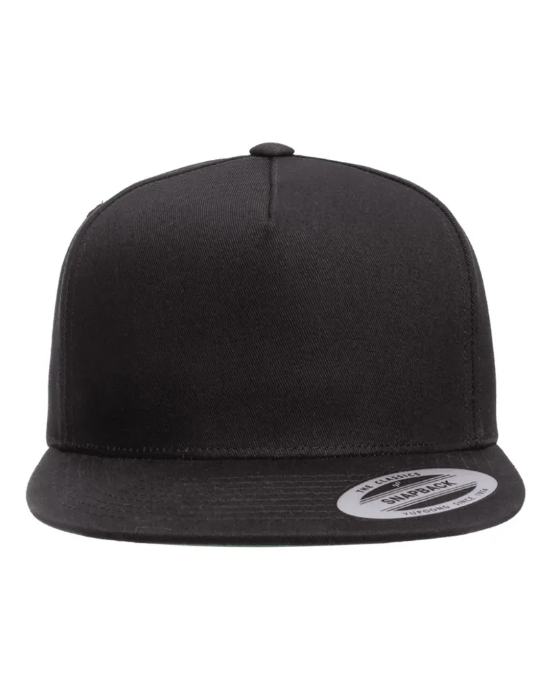 YP Classics YP Classics Five-Panel Cotton Twill Snapback Cap — Black