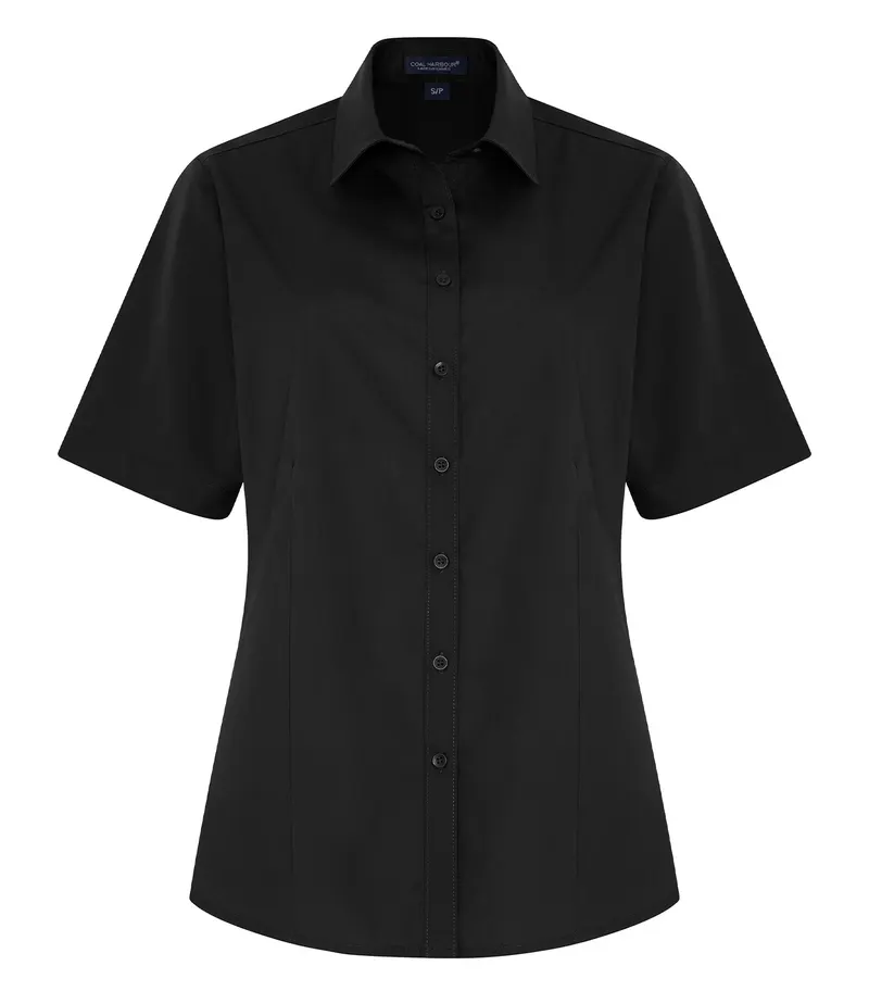 Coal Harbour® COAL HARBOUR® EVERYDAY EASY CARE SHORT SLEEVE LADIES’ WOVEN SHIRT — Black