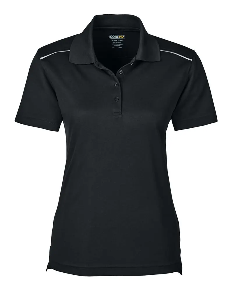 CORE365 CORE365 Women's Radiant Performance Piqué Polo with Reflective Piping — Black