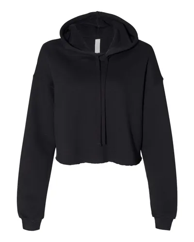 BELLA + CANVAS BELLA + CANVAS Women's Crop Hoodie Sweatshirt in Black, front view