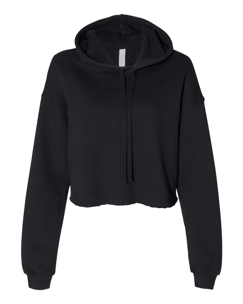 BELLA + CANVAS BELLA + CANVAS Women's Crop Hoodie Sweatshirt — Black