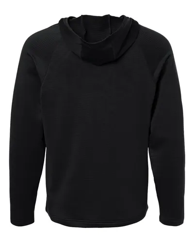 Team 365 Team 365 Men's Qualify Quarter-Zip Hooded Pullover in Black, back view
