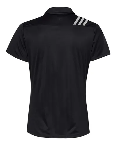 Adidas Adidas Women's 3-Stripes Shoulder Polo in Black/ White, back view