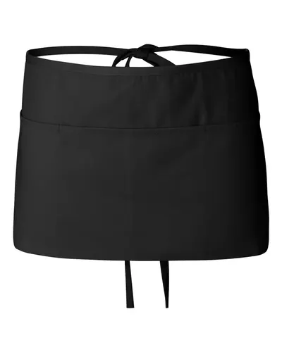 Q-Tees Q-Tees Waist Apron with Pockets in Black, front view