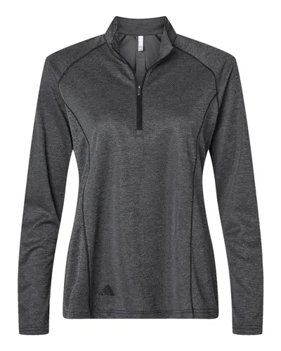 Adidas Adidas Women's Space Dyed Quarter-Zip Pullover in Black Melange, front view