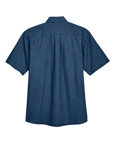 Harriton Harriton Men's Denim Shirt in Dark Denim, back view