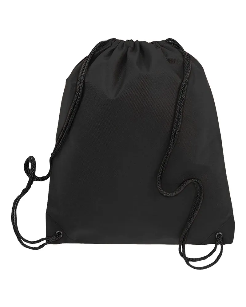 Q-Tees Q-Tees Non-Woven Drawstring Bag — Black