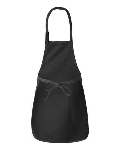 Q-Tees Q-Tees Full-Length Apron with Pockets in Black, back view