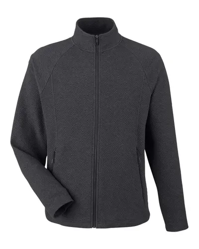 North End North End Men's Spirit Textured Full-Zip in Black Heather, front view