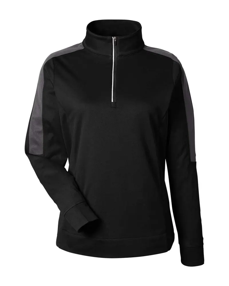 CORE365 CORE365 Women's Market Snag Protect Mesh Colorblock Quarter-Zip Pullover — Black/ Carbon