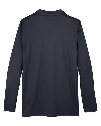Team 365 Team 365 Men's Zone Performance Long Sleeve Polo in Black, back view