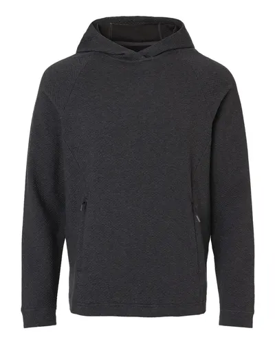 North End North End Men's Spirit Textured Hooded Pullover in Black Heather, front view