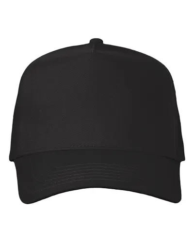 Valucap Valucap Five-Panel Twill Cap in Black, front view