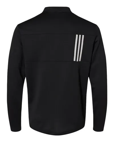 Adidas Adidas Men's 3-Stripes Double-Knit Quarter-Zip Pullover in Black/ Grey Two, back view