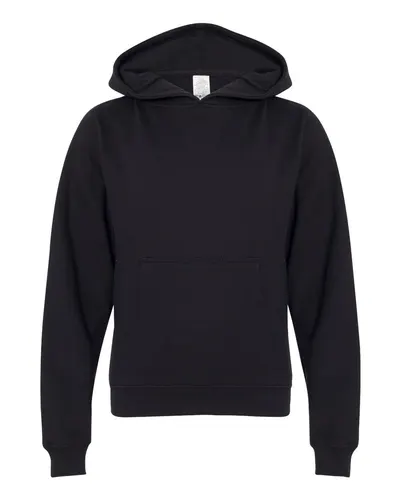 Independent Trading Co. Independent Trading Co. Youth Midweight Hooded Sweatshirt in Black, front view
