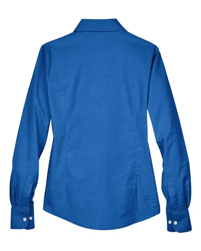 Harriton Harriton Women's Oxford Dress Shirt in French Blue, back view