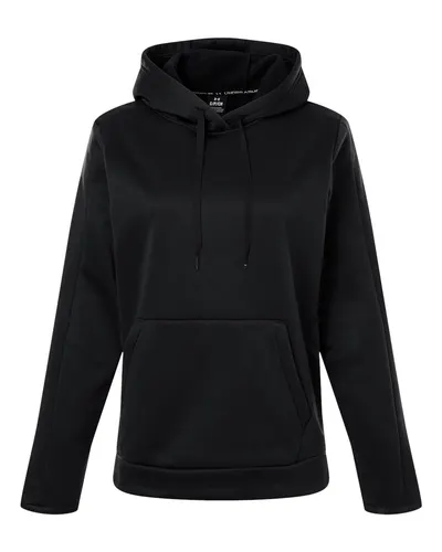 Under Armour Under Armour Women's Armour Fleece Pro Hooded Sweatshirt in Black/ White, front view