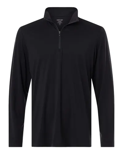North End North End Men's JAQ Stretch Performance Quarter-Zip in Black/ Carbon, front view