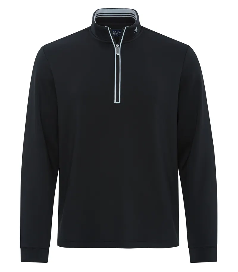 Original Penguin® ORIGINAL PENGUIN® CLUBHOUSE MOCK 1/4 ZIP PULLOVER — Caviar Black