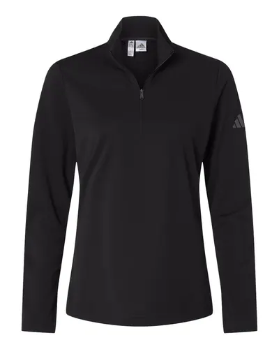 Adidas Adidas Women's Lightweight Quarter-Zip Pullover in Black, front view