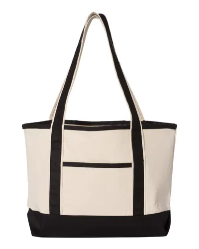 Q-Tees Q-Tees 20L Small Deluxe Tote in Natural/ Black, front view