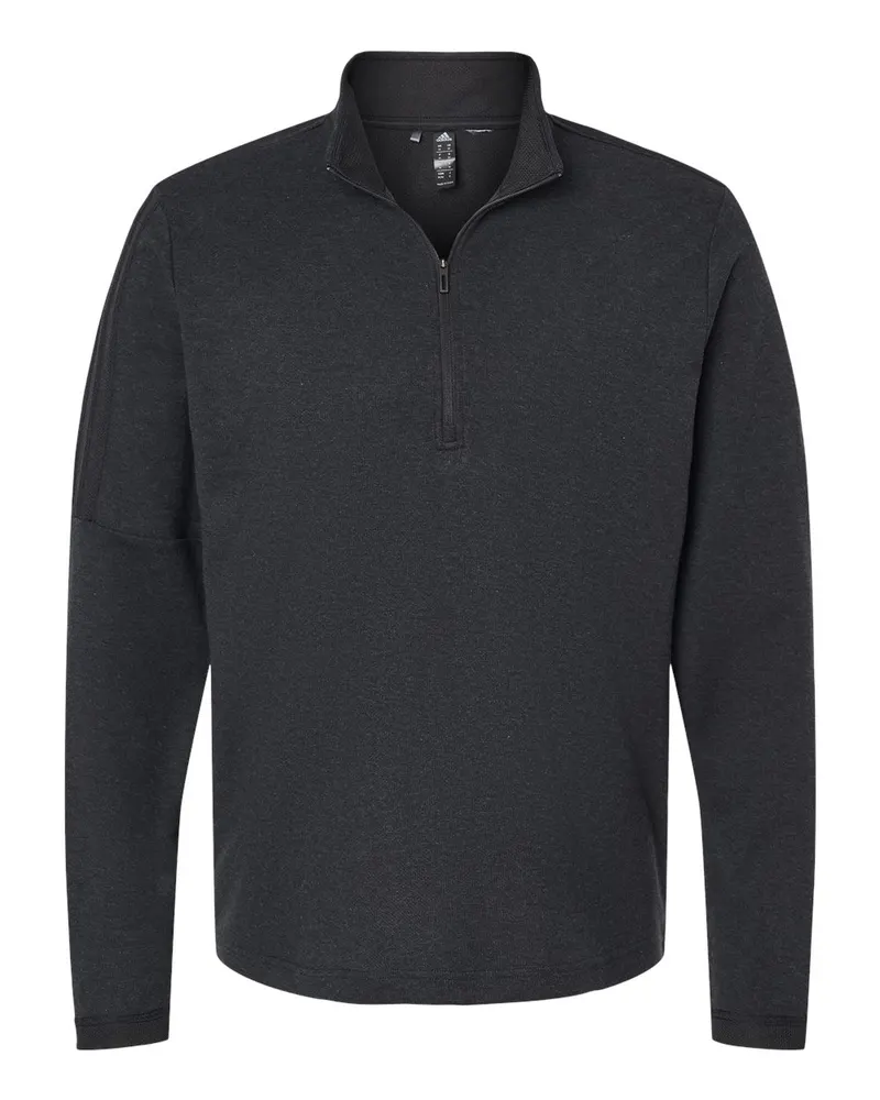 Adidas Adidas Men's 3-Stripes Quarter-Zip Sweater Pullover — Black Melange