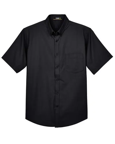 CORE365 CORE365 Men's Optimum Short Sleeve Twill Dress Shirt in Black, front view