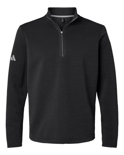 Adidas Adidas Men's Spacer Quarter-Zip Pullover in Black, front view