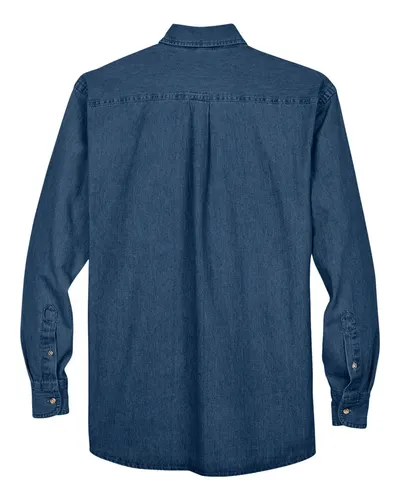 Harriton Harriton Men's Denim Shirt in Dark Denim, back view