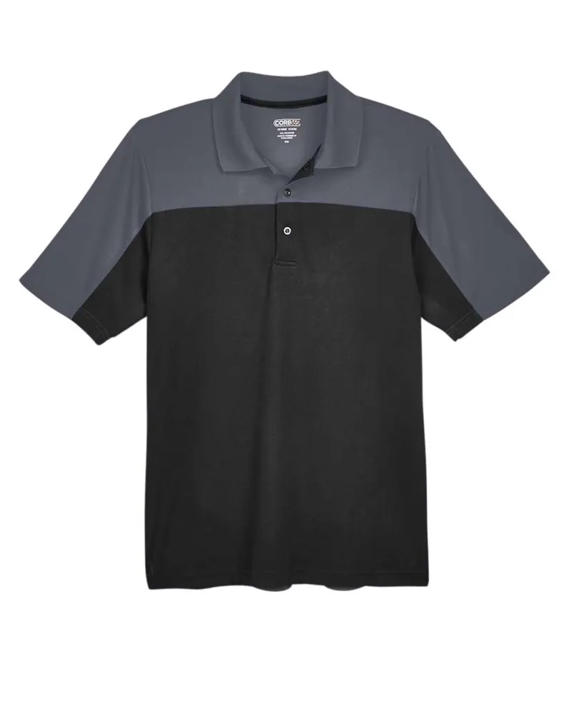 CORE365 CORE365 Men's Balance Colorblock Performance Piqué Polo — Black/ Carbon