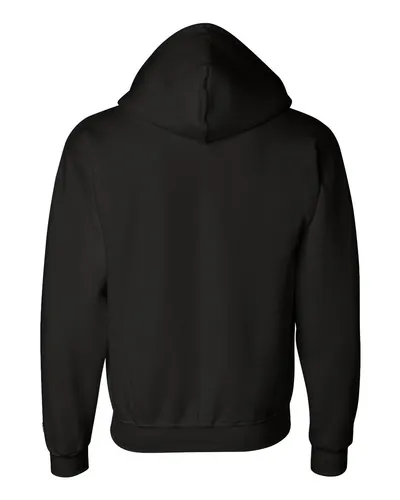 Champion Champion Unisex Powerblend® Full-Zip Hooded Sweatshirt in Black, back view