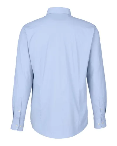 Devon & Jones Devon & Jones Men's CrownLux Performance® Microstripe Dress Shirt in French Blue/ White, back view