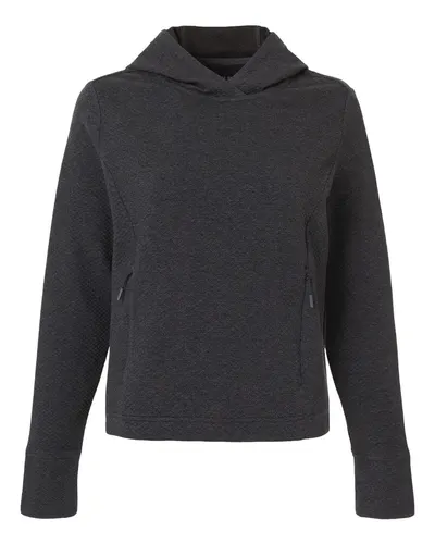 North End North End Women's Spirit Textured Hooded Pullover in Black Heather, front view