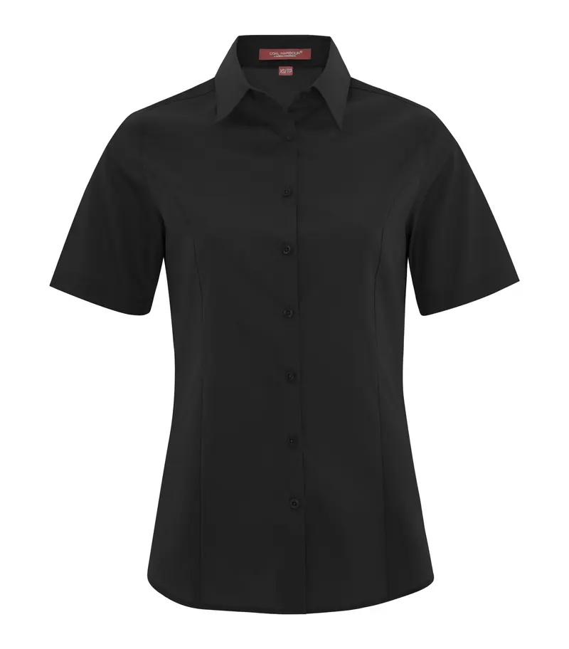 Coal Harbour® COAL HARBOUR® EVERYDAY SHORT SLEEVE WOVEN LADIES' SHIRT — Black