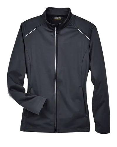 CORE365 CORE365 Women's Techno Lite Three-Layer Knit Tech-Shell in Black, front view