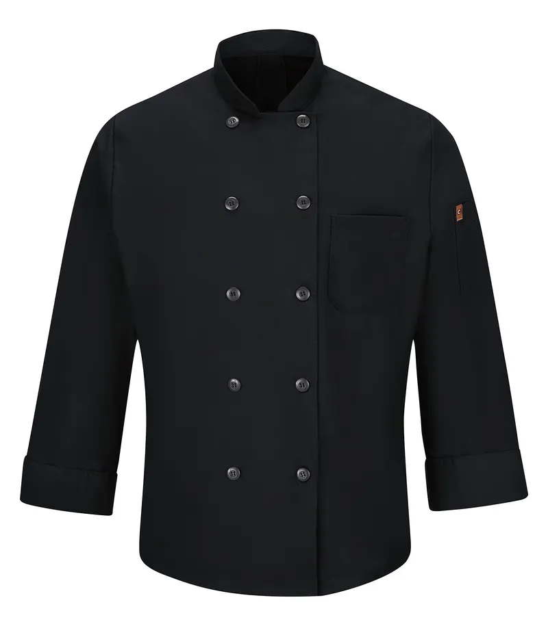 Red Kap® RED KAP® CHEF DESIGNS® CHEF COAT WITH OILBLOK + MIMIX™. 042X - Special Order - XPRESS Feature Item — Black