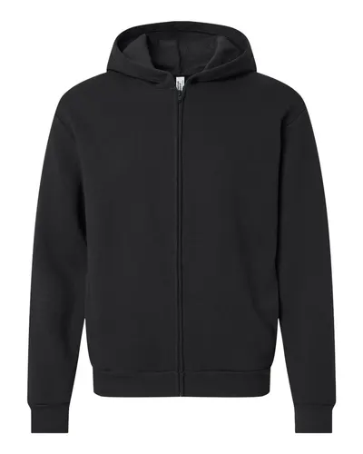 American Apparel American Apparel Unisex ReFlex Fleece Full-Zip Hoodie Sweatshirt in Black, front view