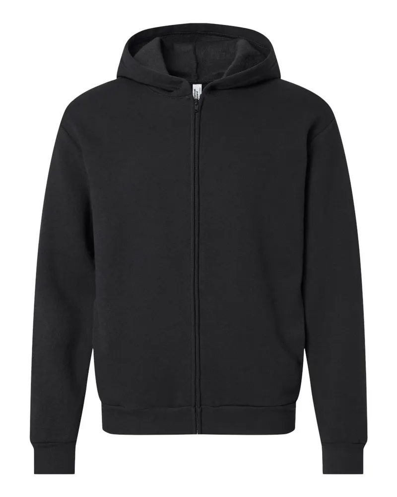 American Apparel American Apparel Unisex ReFlex Fleece Full-Zip Hoodie Sweatshirt — Black